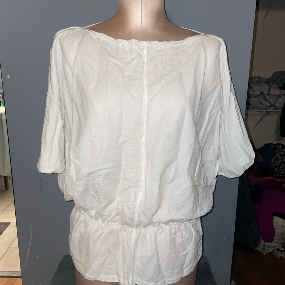Prologue White Blouse with Puff Sleeves and Relaxed Fit